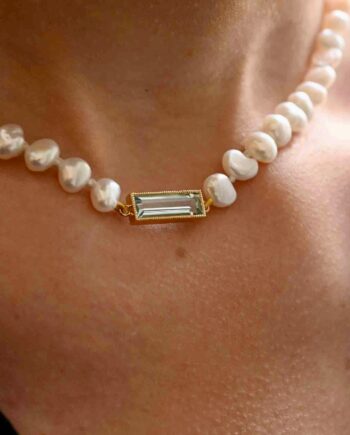 Collier perles baroques et aigue-marine