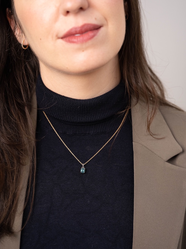 Collier or jaune et pendentif bicolore et tourmaline - Azur