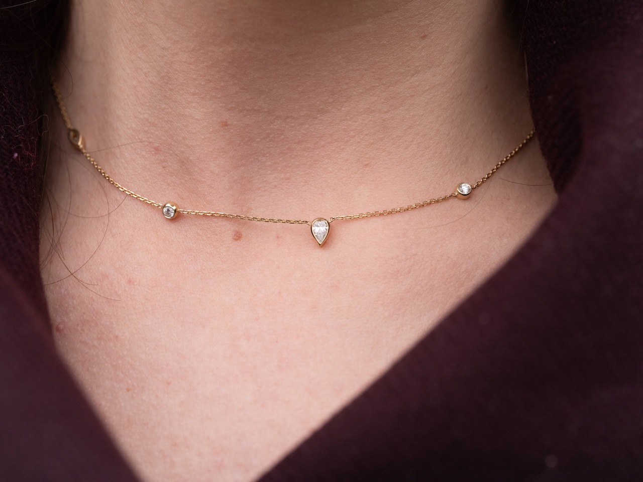 Collier or jaune et diamants - Oasis II